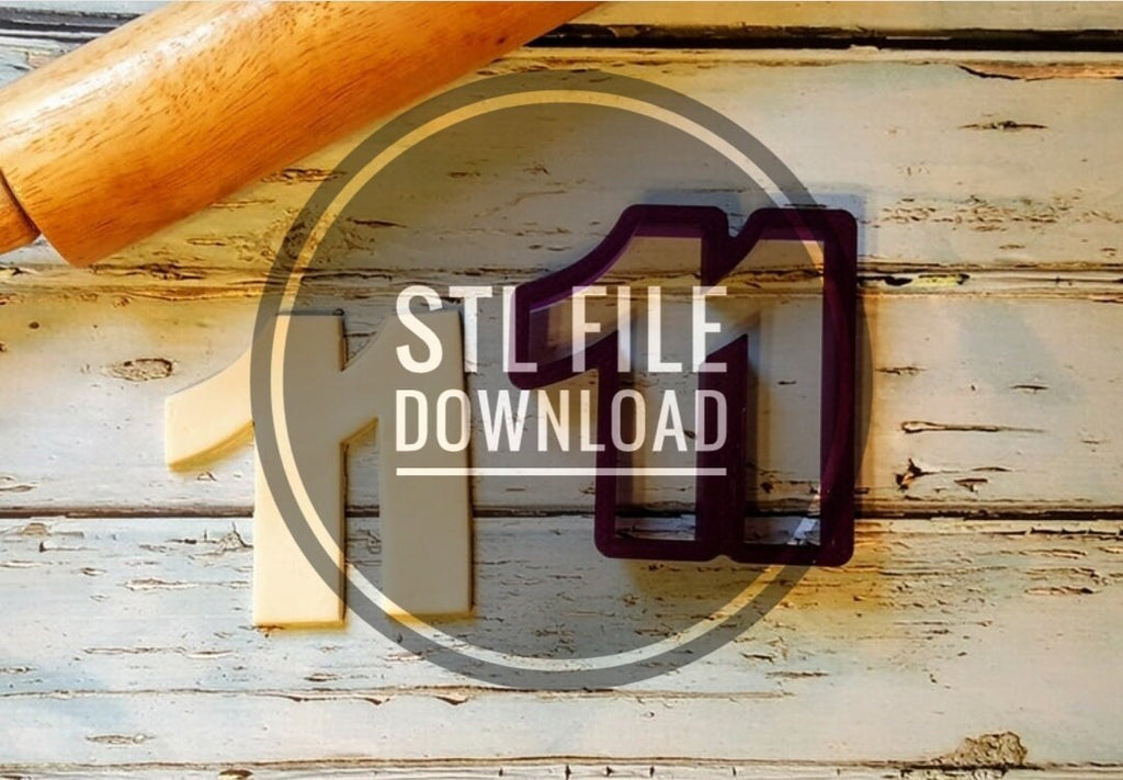 Digital STL Download File for 11 Eleven Eleventh Number Cookie Cutter