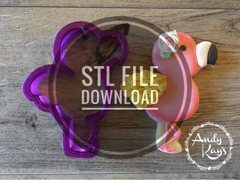 Digital STL File Download for Andy Kay's Flamingo Cookie Cutter and Fondant Cutter and Clay Cutter