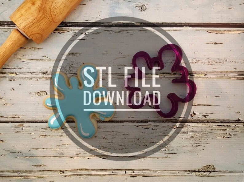 Digital STL File Download for Water Splash or Paint Splatter Cookie Cutter and Fondant Cutter and Clay Cutter