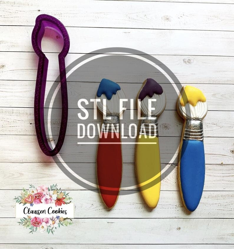 Digital STL File Download for Paint Brush Cookie Cutter or Fondant Cutter and Clay Cutter