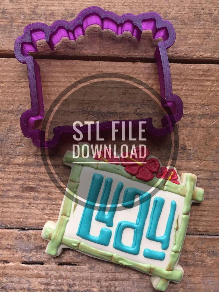 Digital STL File Download Luau Sign or Tropical Plaque Cookie Cutter and Fondant Cutter and Clay Cutter