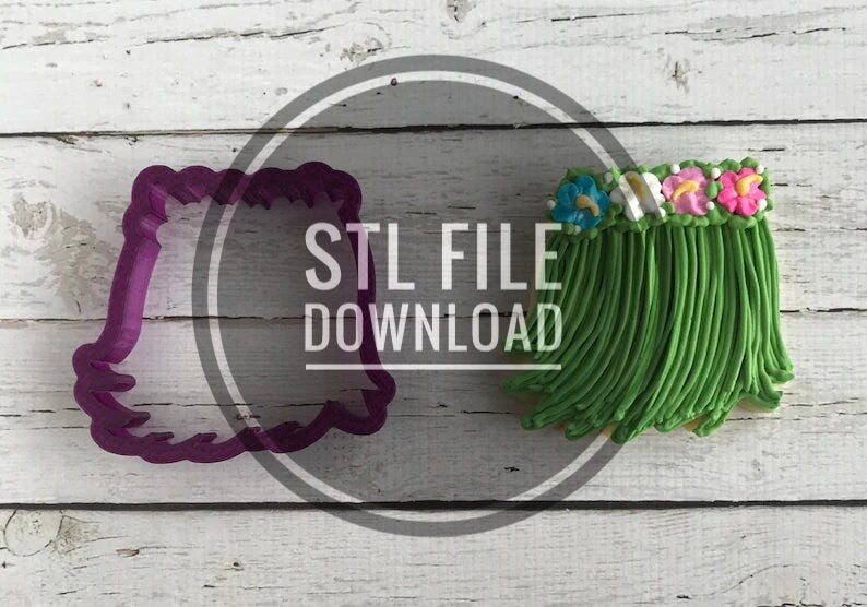 Digital STL File Download Hula Skirt or Grass Skirt or Luau Skirt Cookie Cutter and Fondant Cutter and Clay Cutter