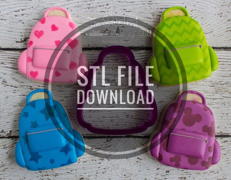 Digital STL File Download for Backpack or Back Pack Cookie Cutter and Fondant Cutter and Clay Cutter