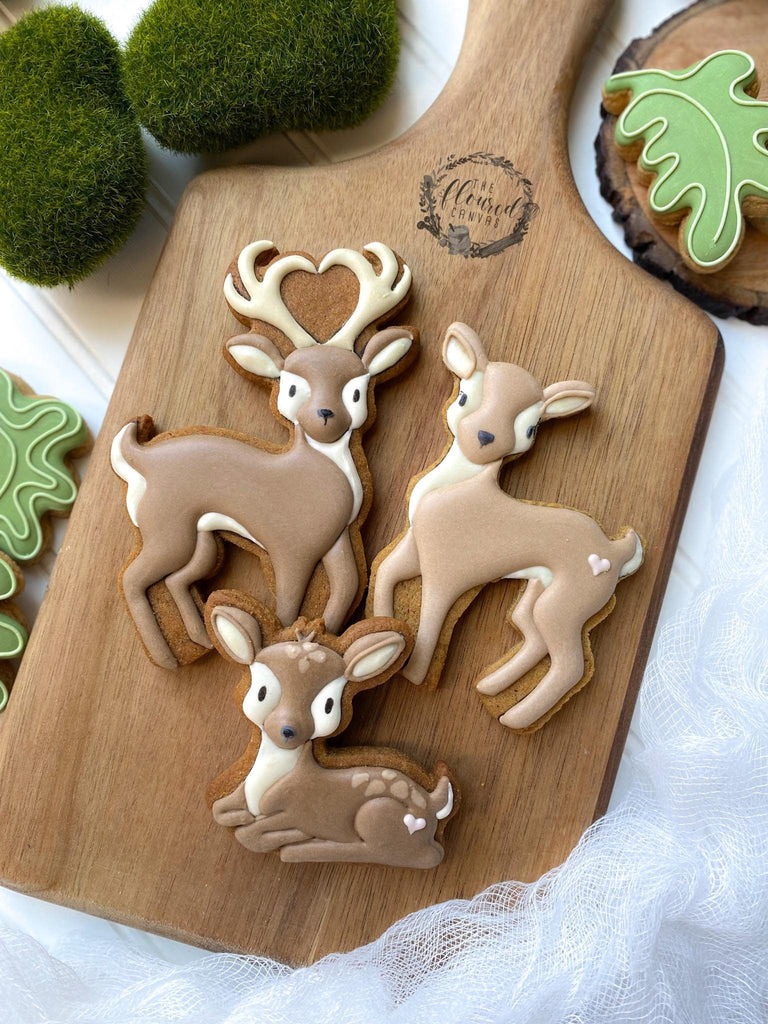 The Floured Canvas Deer Family set of 3 Cookie Cutters or Fondant Cutters and Clay Cutters