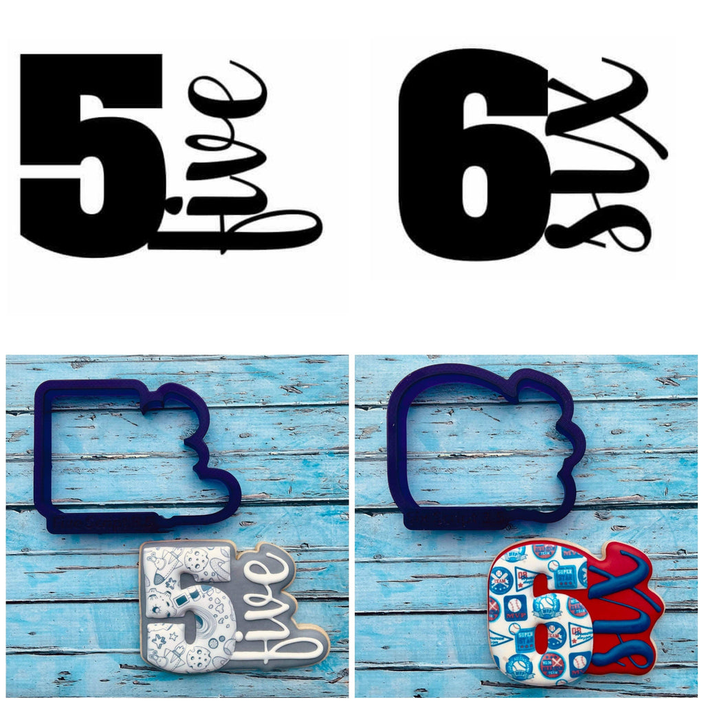 Number with Script Set of 10 Cookie Cutters or Fondant Cutters and Clay Cutters