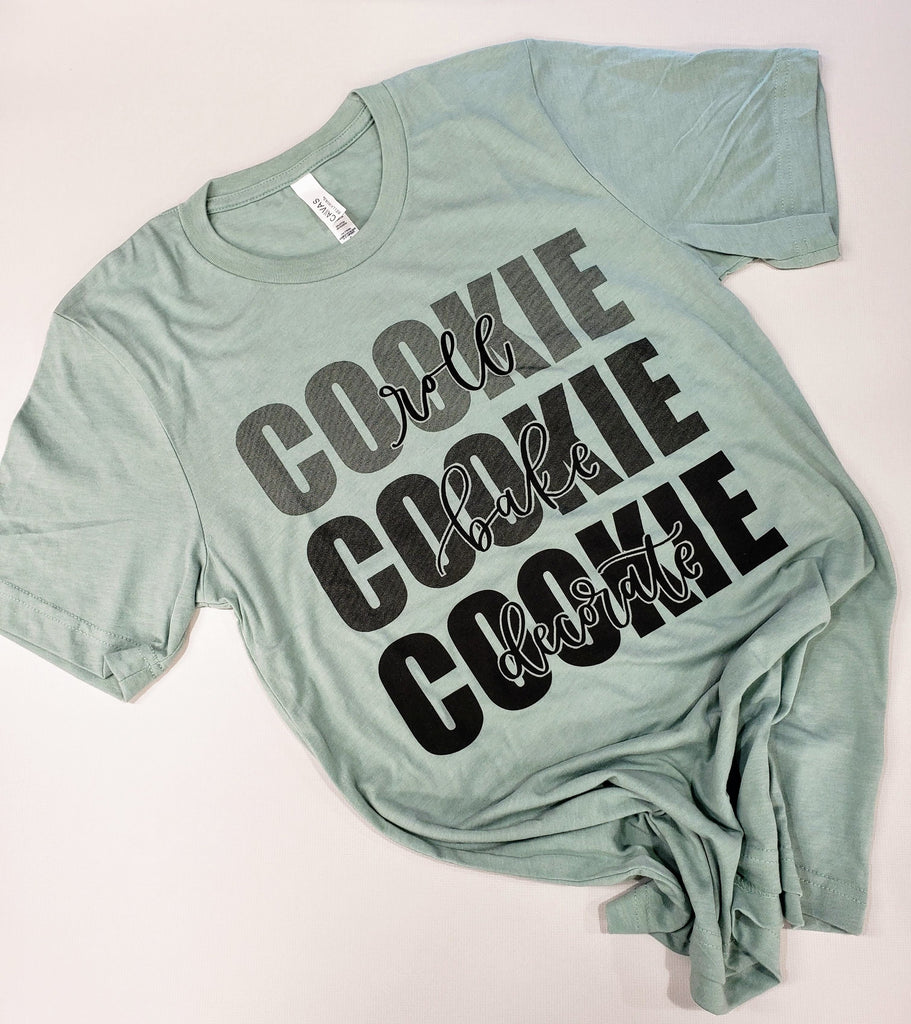 Roll Cookie Bake Cookie Decorate Cookie  - Unisex Bella Canvas Heather Dusty Blue T-shirt