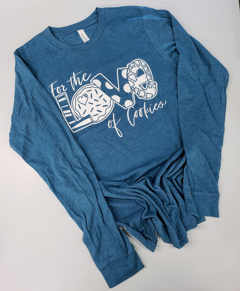 For the Love of Cookies  - Size Small - Unisex Bella Canvas Heather Deep Teal Long Sleeved T-shirt