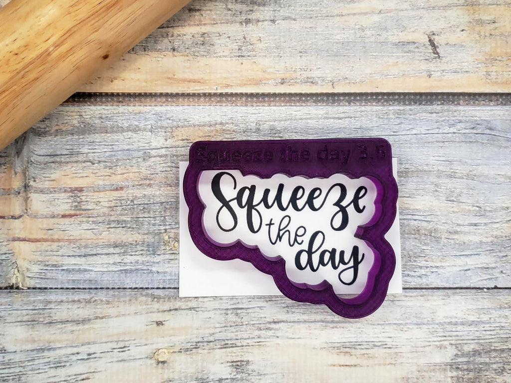 Squeeze the Day Hand Lettered Cookie Cutter and Fondant Cutter and Clay Cutter with Optional Stencil