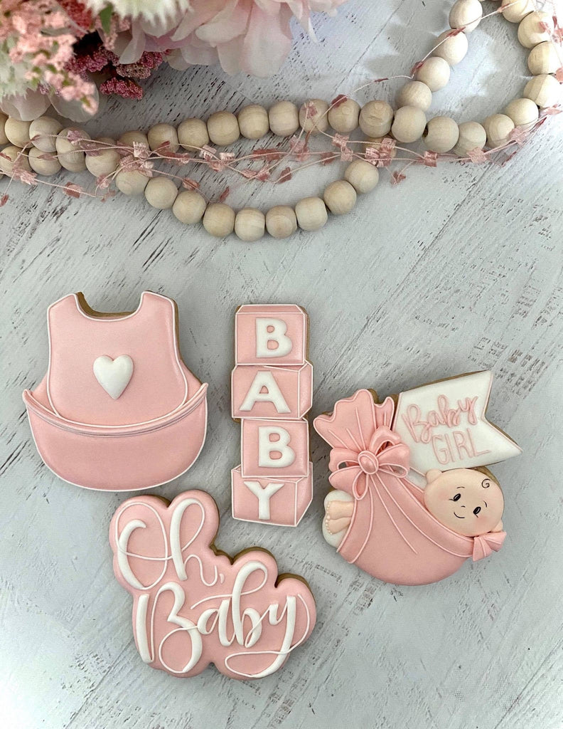 Miss Doughmestic Baby Bundle with Tag Cookie Cutter and Fondant Cutter and Clay Cutter