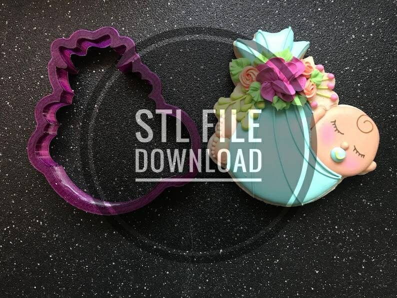 Digital STL File Download for Miss Doughmestic Baby Bundle #2 Floral Cookie Cutter and Fondant Cutter and Clay Cutter