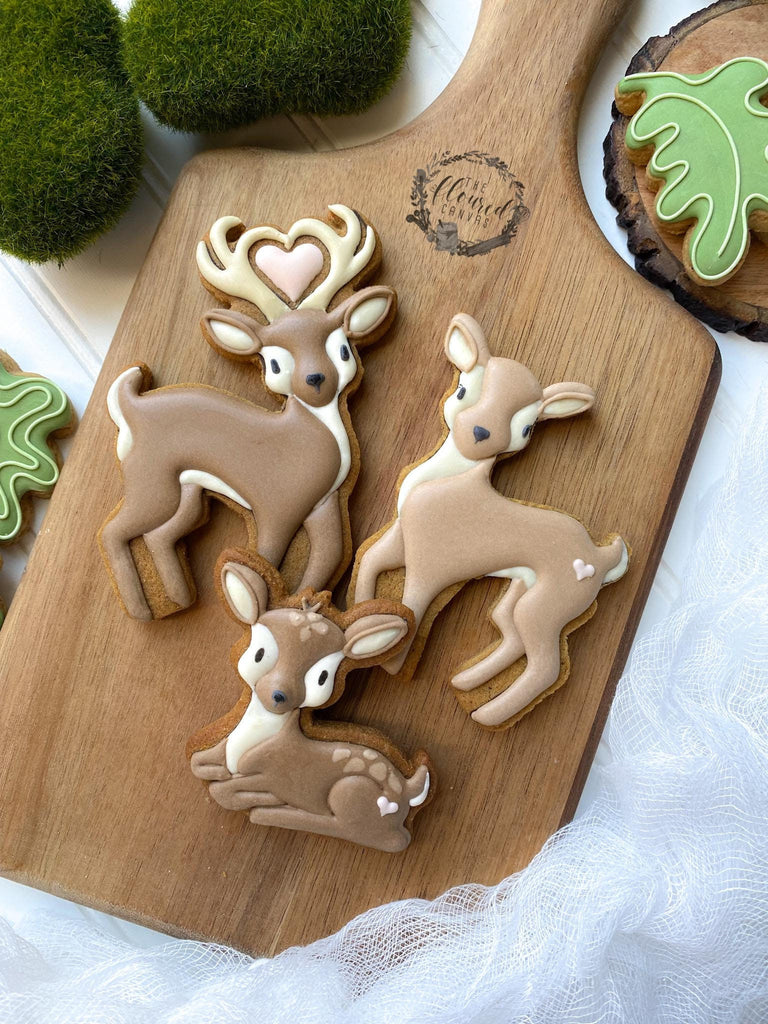 The Floured Canvas Deer Family set of 3 Cookie Cutters or Fondant Cutters and Clay Cutters