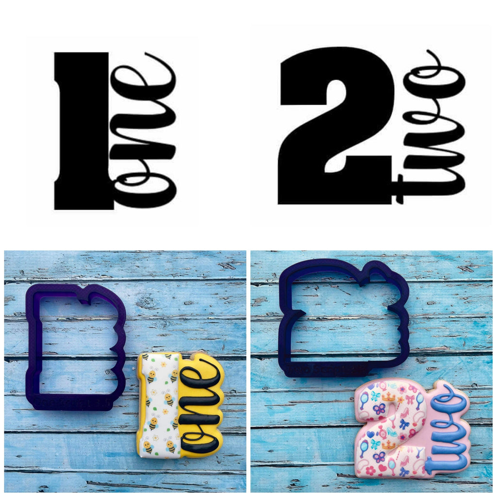 Number with Script Set of 10 Cookie Cutters or Fondant Cutters and Clay Cutters