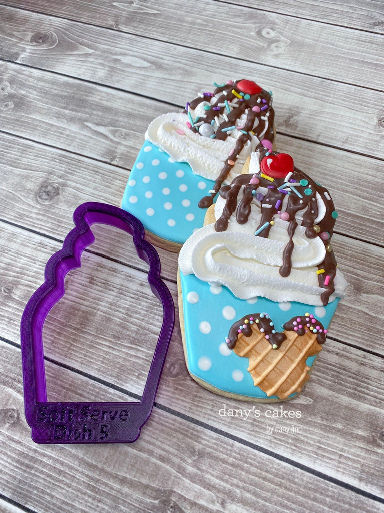 Soft Serve Dish Cookie Cutter and Fondant Cutter and Clay Cutter