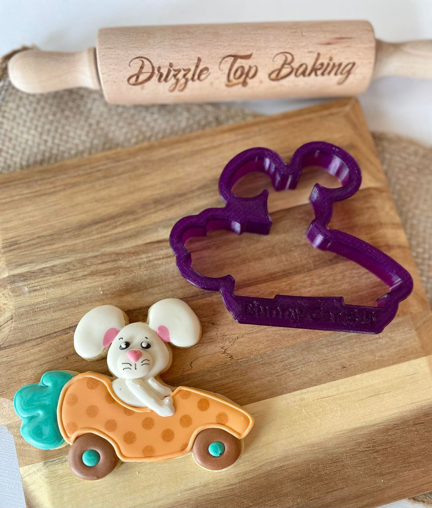 Bunny in a Carrot Car Cookie Cutter and Fondant Cutter and Clay Cutter