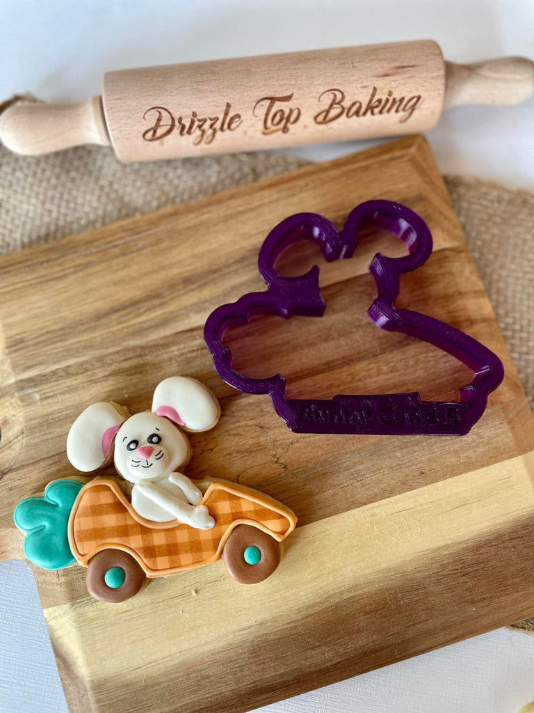 Bunny in a Carrot Car Cookie Cutter and Fondant Cutter and Clay Cutter