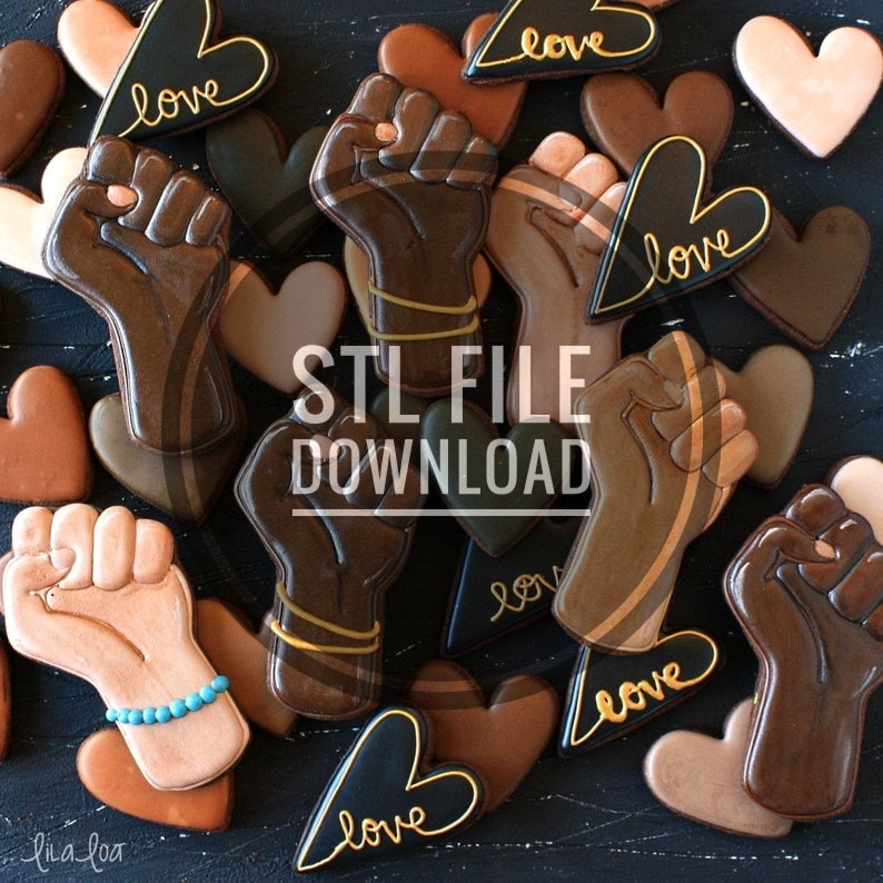 Digital STL File Download for Fist Hand Sign Cookie Cutter or Fondant Cutter and Clay Cutter