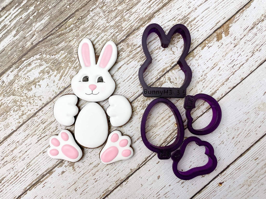 Bunny Platter Set of 4 Cookie Cutter and Fondant Cutter and Clay Cutter