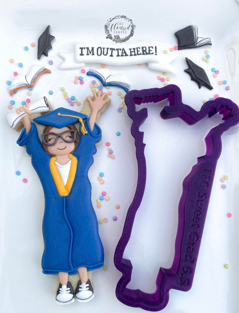 The Floured Canvas Sweet Grad or Graduate Cookie Cutter or Fondant Cutter and Clay Cutter