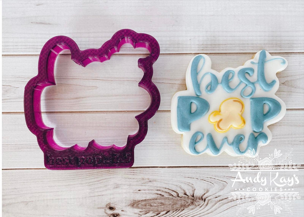 Best Pop Ever Hand Lettered Cookie Cutter and Fondant Cutter and Clay Cutter with Optional Stencil