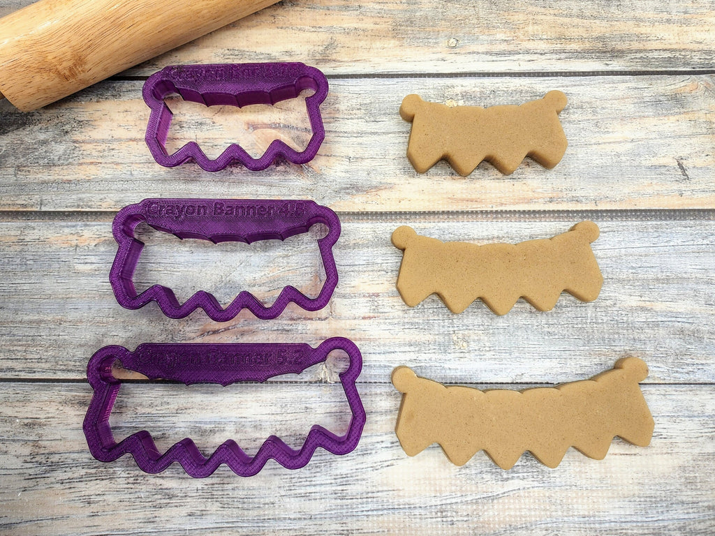 Crayon Banner Cookie Cutter and Fondant Cutter and Clay Cutter