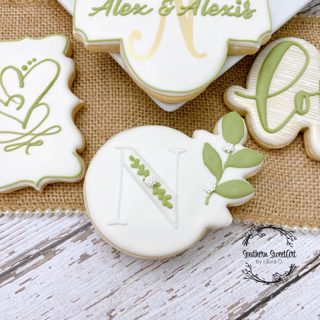 Circle with Leaf Flourish Plaque Cookie Cutter and Fondant Cutter and Clay Cutter