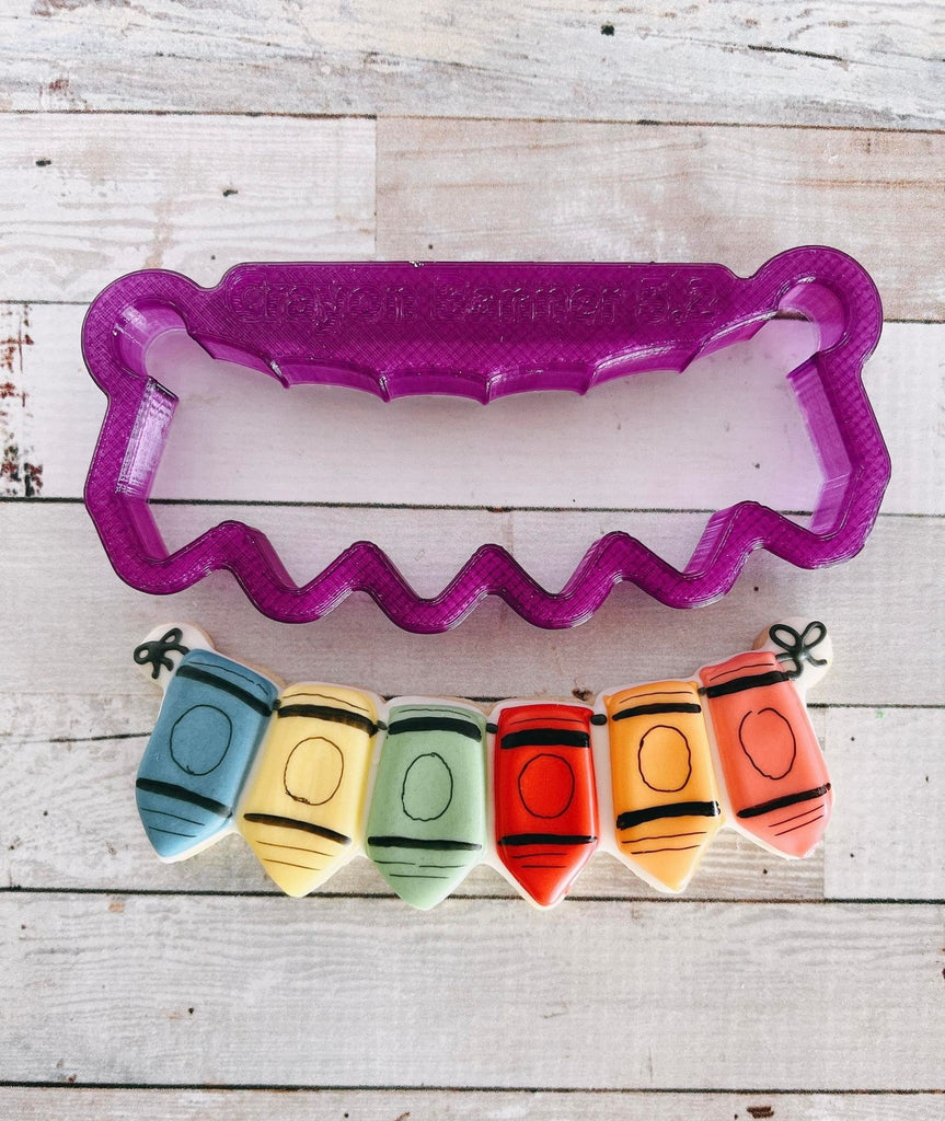 Crayon Banner Cookie Cutter and Fondant Cutter and Clay Cutter