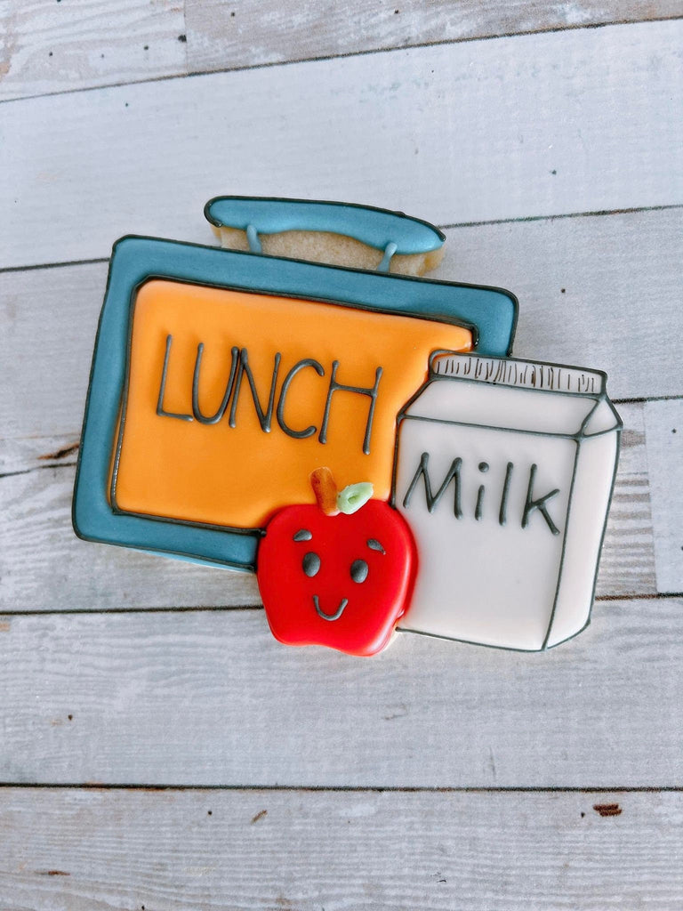 Lunch Box with Milk Carton Cookie Cutter and Fondant Cutter and Clay Cutter