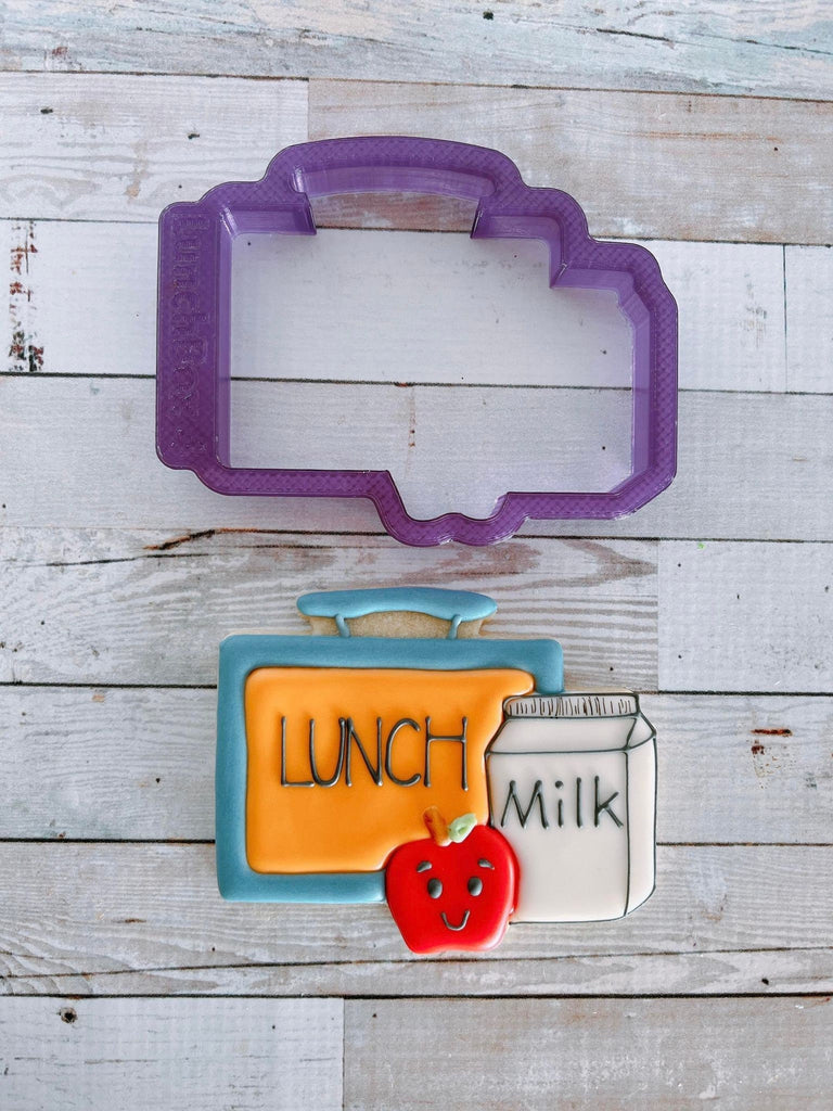 Lunch Box with Milk Carton Cookie Cutter and Fondant Cutter and Clay Cutter