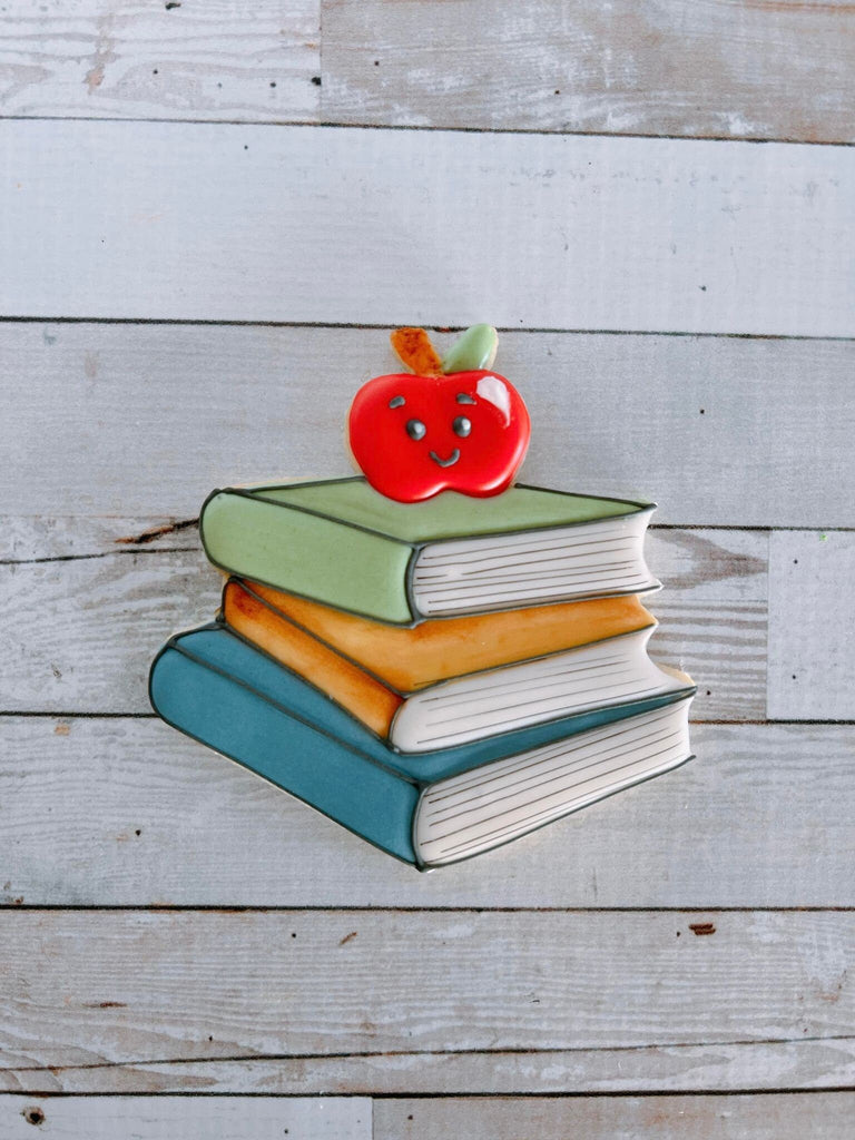 Book Stack with Apple Cookie Cutter and Fondant Cutter and Clay Cutter