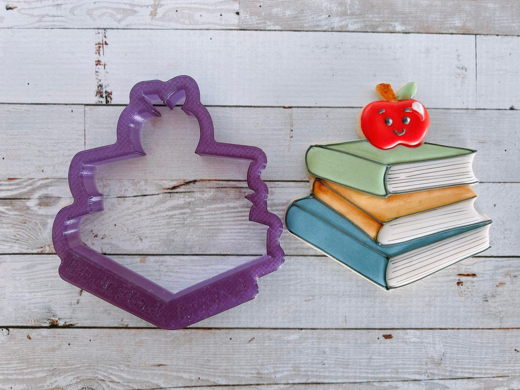 Book Stack with Apple Cookie Cutter and Fondant Cutter and Clay Cutter