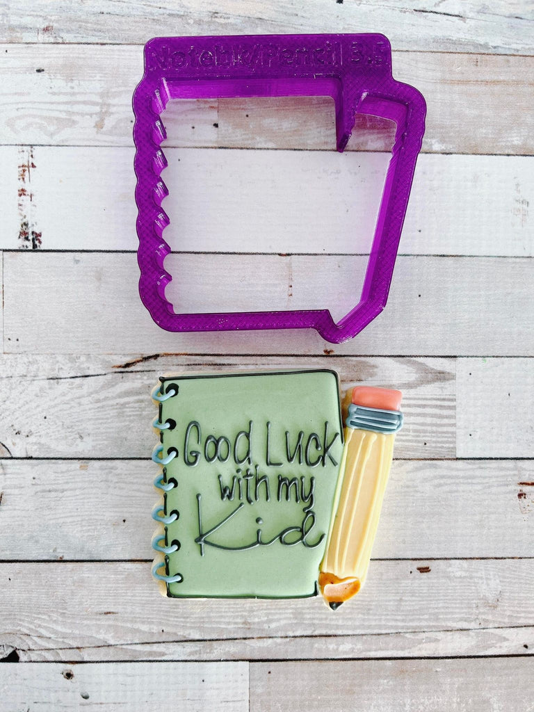 Spiral Notebook with Pencil Cookie Cutter and Fondant Cutter and Clay Cutter