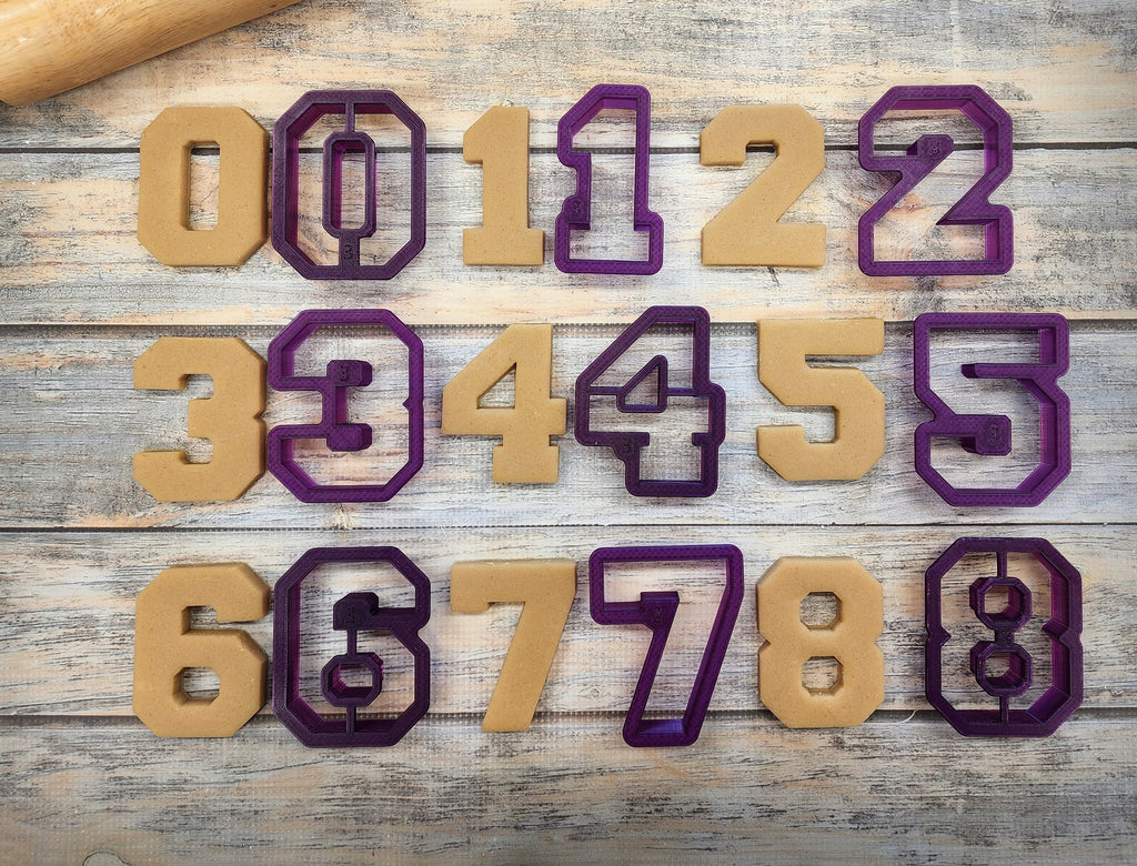 Varsity Numbers 0 thru 8 Cookie Cutter and Fondant Cutter and Clay Cutter