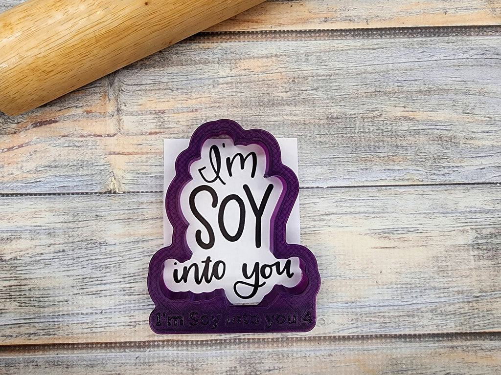 Soy Sauce Sushi and I'm Soy into you Hand Lettered Cookie Cutter and Fondant Cutter and Clay Cutter with Optional Stencil