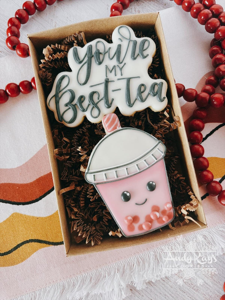 Boba Tea with You're my Best-Tea Hand Lettered Cookie Cutter and Fondant Cutter and Clay Cutter with Optional Stencil