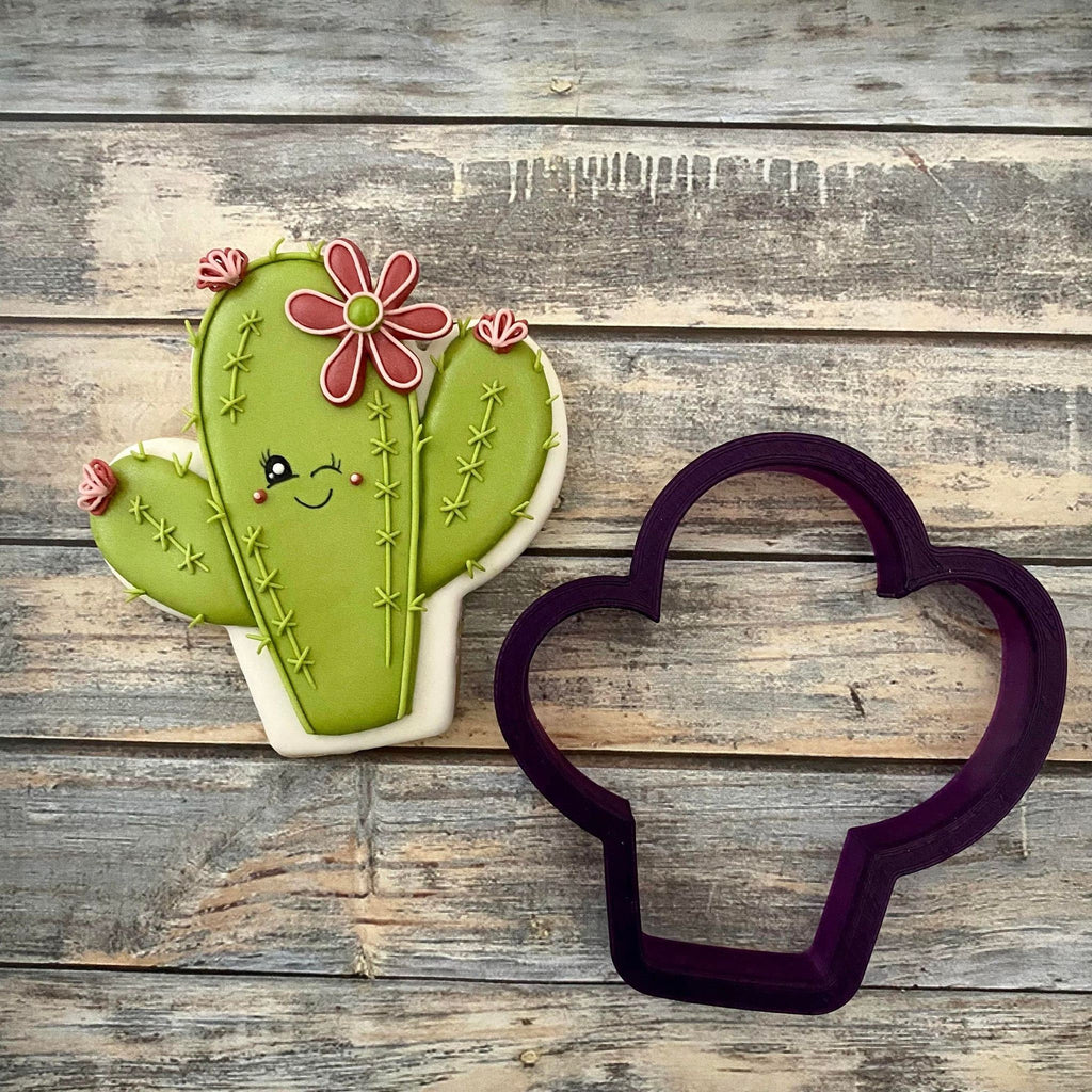 Cactus with Stuck on You Hand Lettered Cookie Cutter and Fondant Cutter and Clay Cutter with Optional Stencil