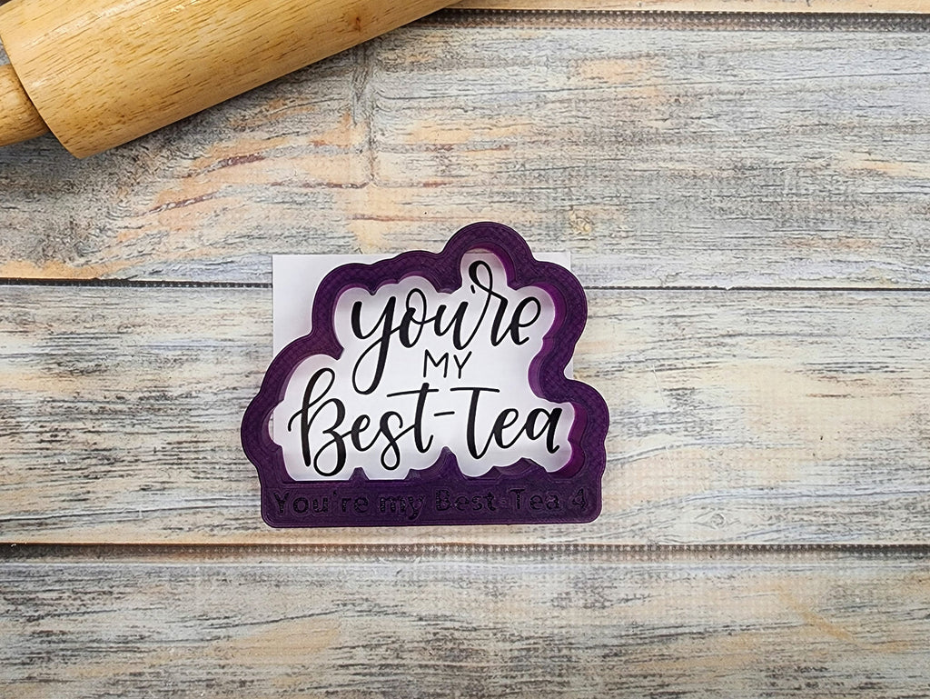 Boba Tea with You're my Best-Tea Hand Lettered Cookie Cutter and Fondant Cutter and Clay Cutter with Optional Stencil