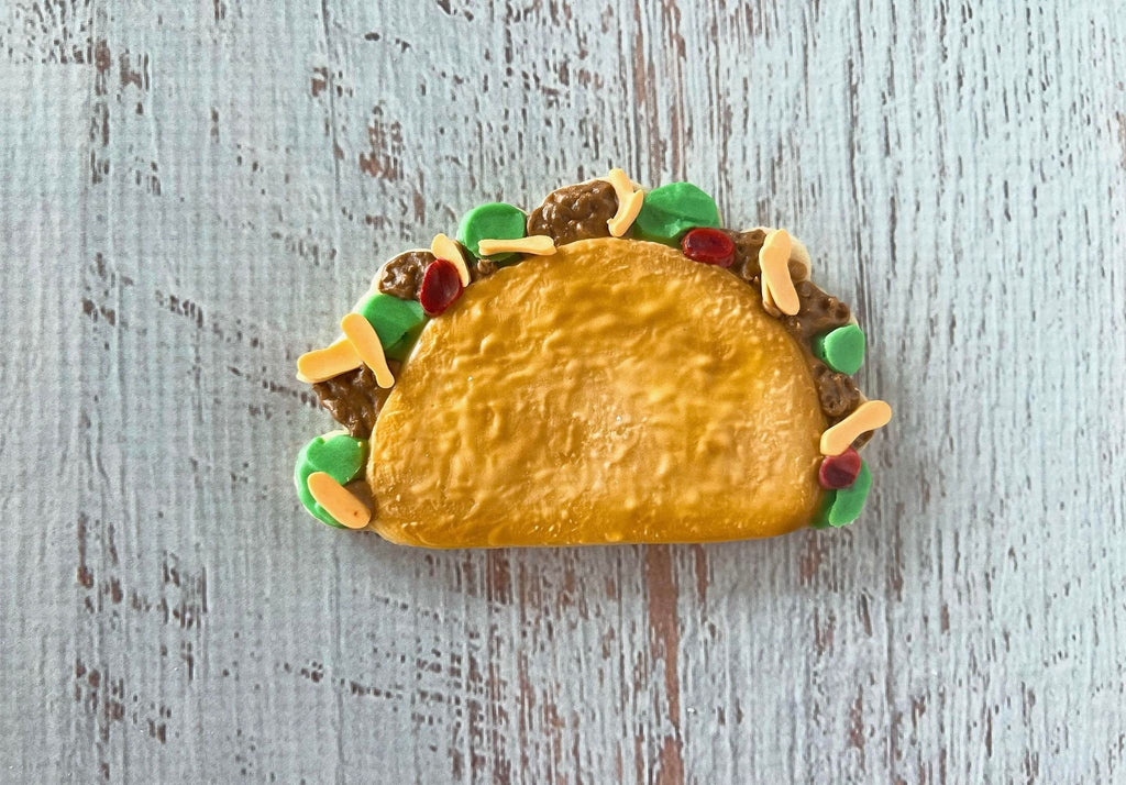 Taco with I Love you more than Tacos Hand Lettered Cookie Cutter and Fondant Cutter and Clay Cutter with Optional Stencil