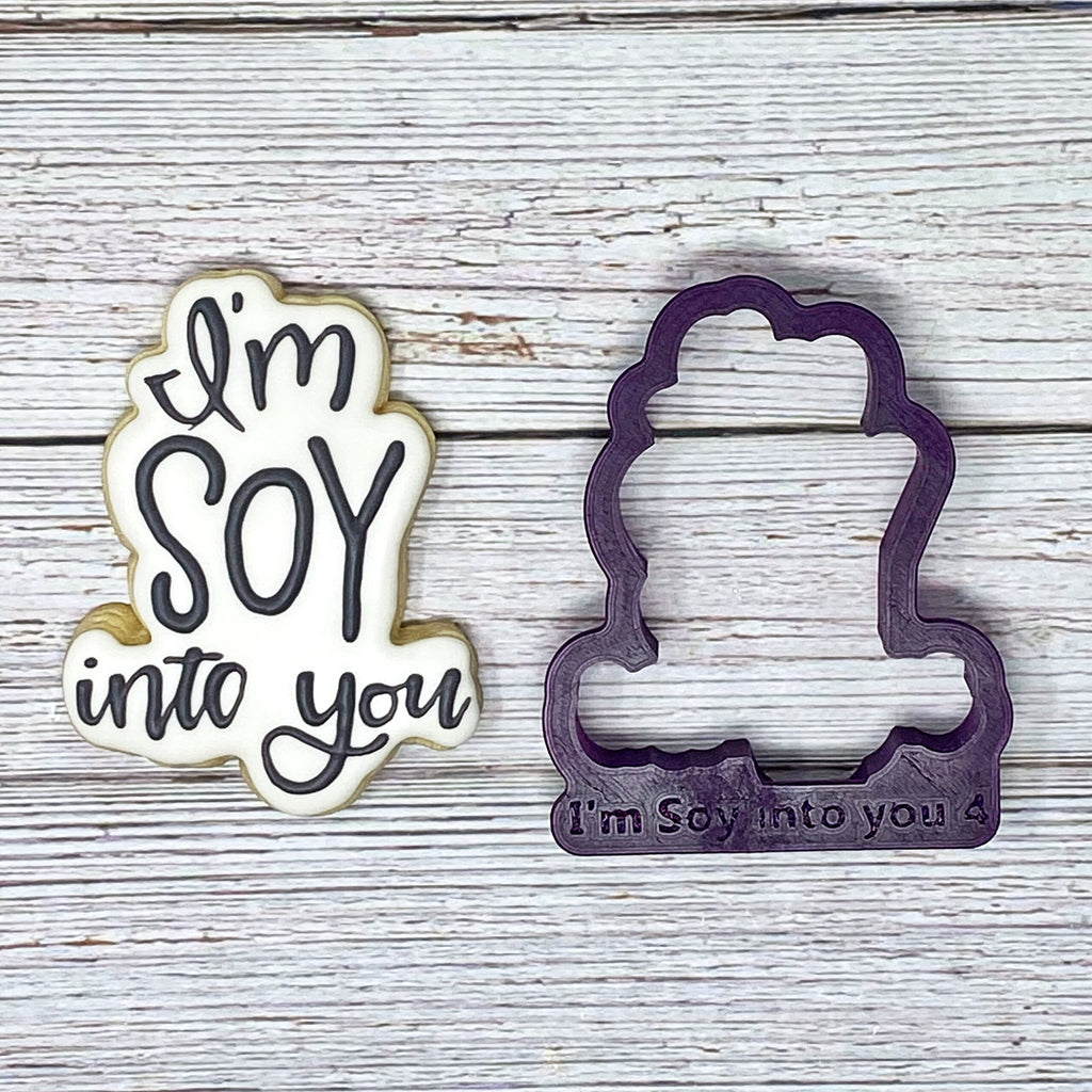 Soy Sauce Sushi and I'm Soy into you Hand Lettered Cookie Cutter and Fondant Cutter and Clay Cutter with Optional Stencil