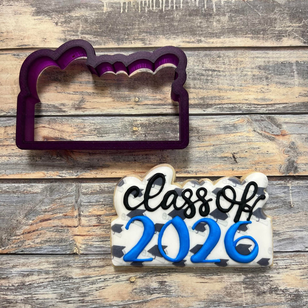 Class of or Graduation Year Cookie Cutter and Fondant Cutter and Clay Cutter with Optional Stencil