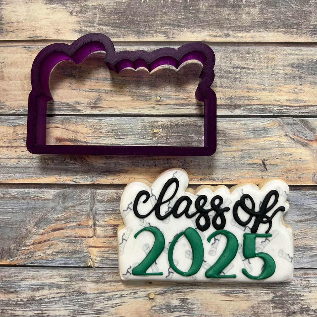 Class of or Graduation Year Cookie Cutter and Fondant Cutter and Clay Cutter with Optional Stencil