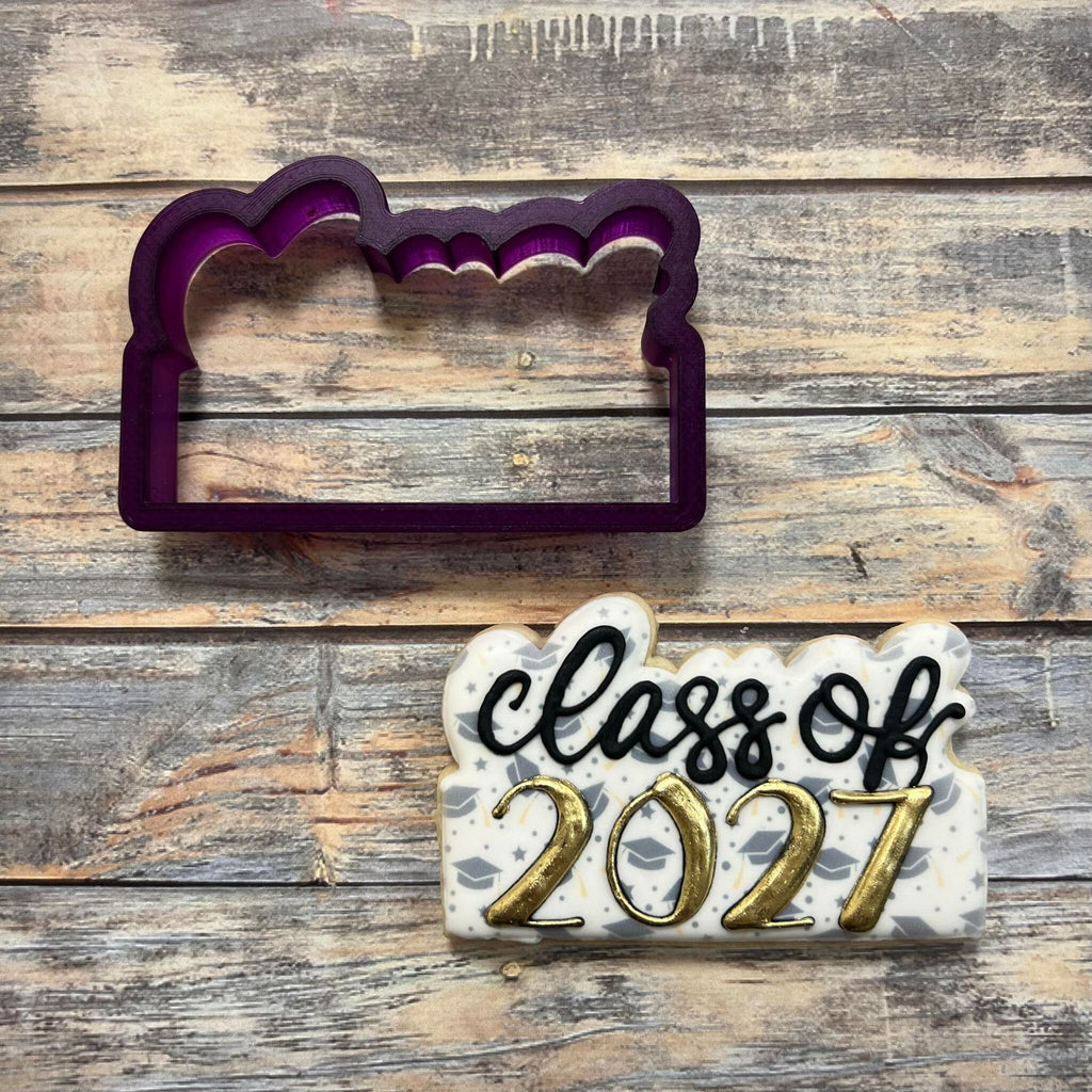 Class of or Graduation Year Cookie Cutter and Fondant Cutter and Clay Cutter with Optional Stencil