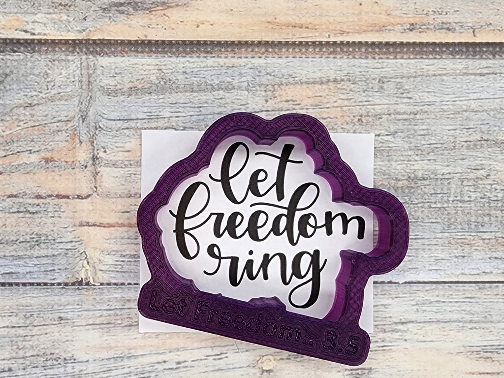 Let Freedom Ring Hand Lettered Cookie Cutter and Fondant Cutter and Clay Cutter with Optional Stencil