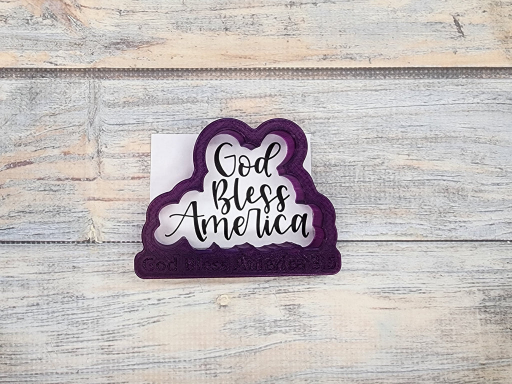 God Bless America Hand Lettered Cookie Cutter and Fondant Cutter and Clay Cutter with Optional Stencil