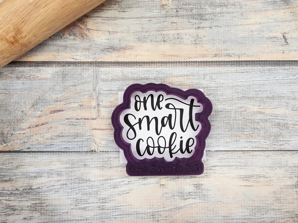 One Smart Cookie Hand Lettered Cookie Cutter and Fondant Cutter and Clay Cutter with Optional Stencil