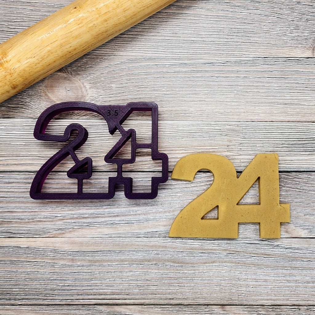 24 Twenty Four or Twenty Fourth Number Cookie Cutter and Fondant Cutter and Clay Cutter