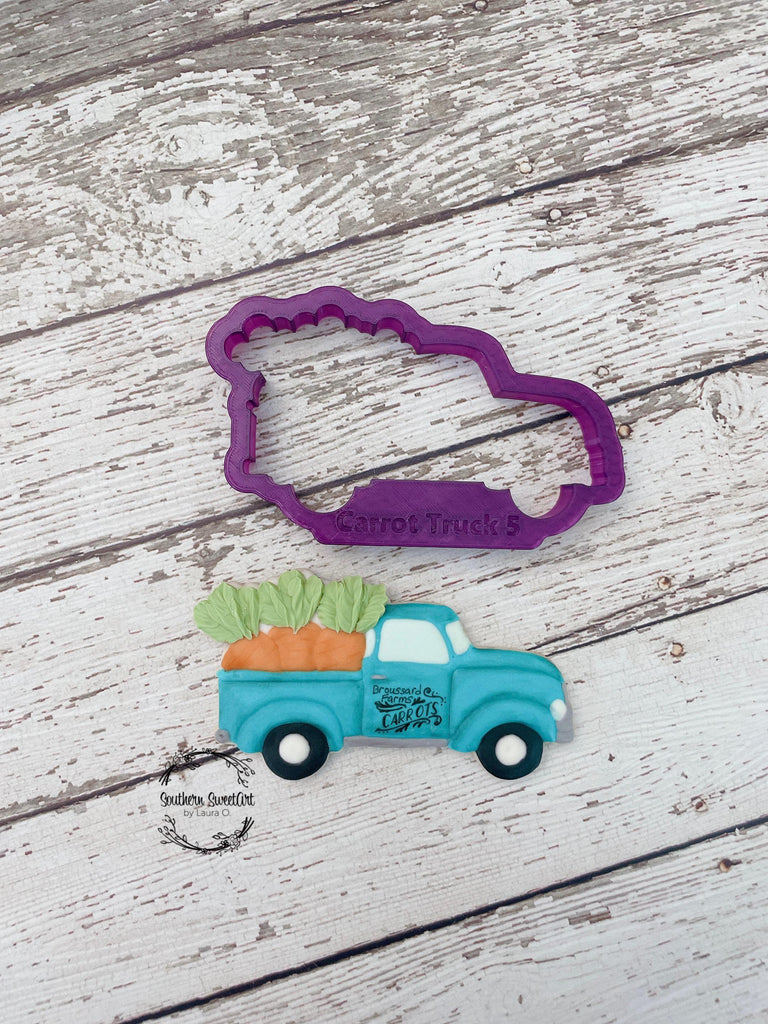 Pickup Truck with Carrots Cookie Cutter and Fondant Cutter and Clay Cutter