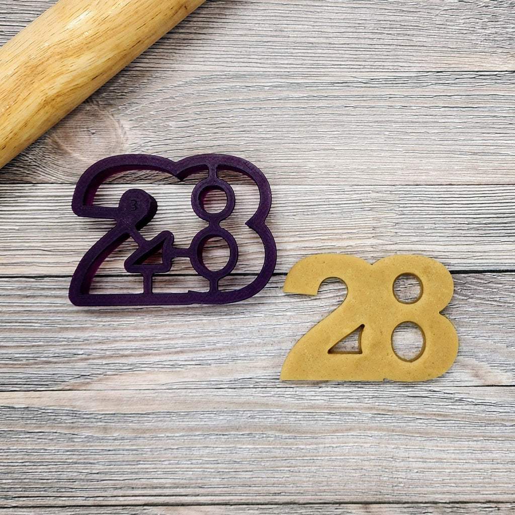 28 Twenty Eight or Twenty Eighth Number Cookie Cutter and Fondant Cutter and Clay Cutter