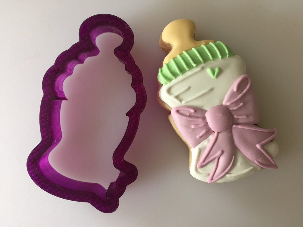 Miss Doughmestic Baby Bottle with Bow Cookie Cutter and Fondant Cutter and Clay Cutter