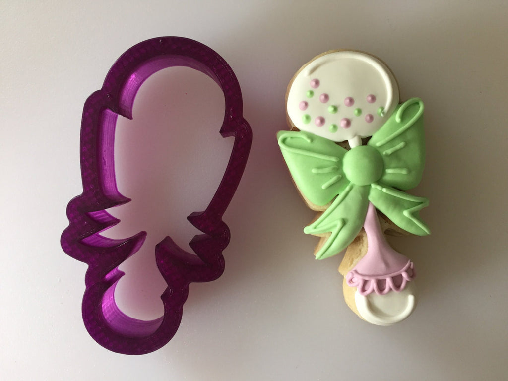 Miss Doughmestic Baby Rattle with Bow Cookie Cutter and Fondant Cutter and Clay Cutter