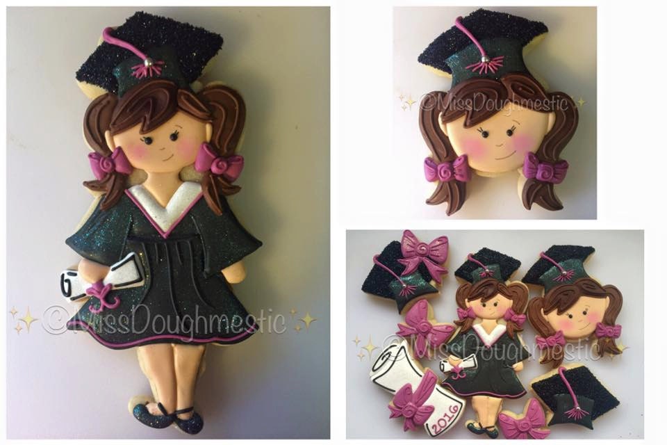 Miss Doughmestic Girl Graduate Standing with Diploma Graduation Cookie Cutter or Fondant Cutter and Clay Cutter